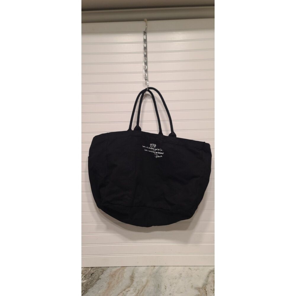 I Am Peace Love World Black Tote Bag W/White Graphic Symbol Peace/Love/Happiness - Picture 2 of 5